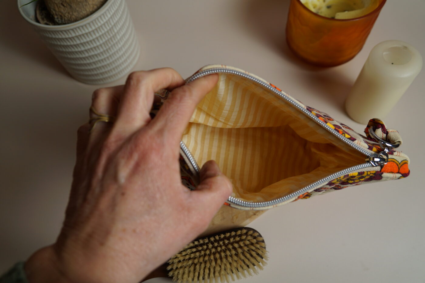 Petite trousse triangle "mandala" rayé – Image 7