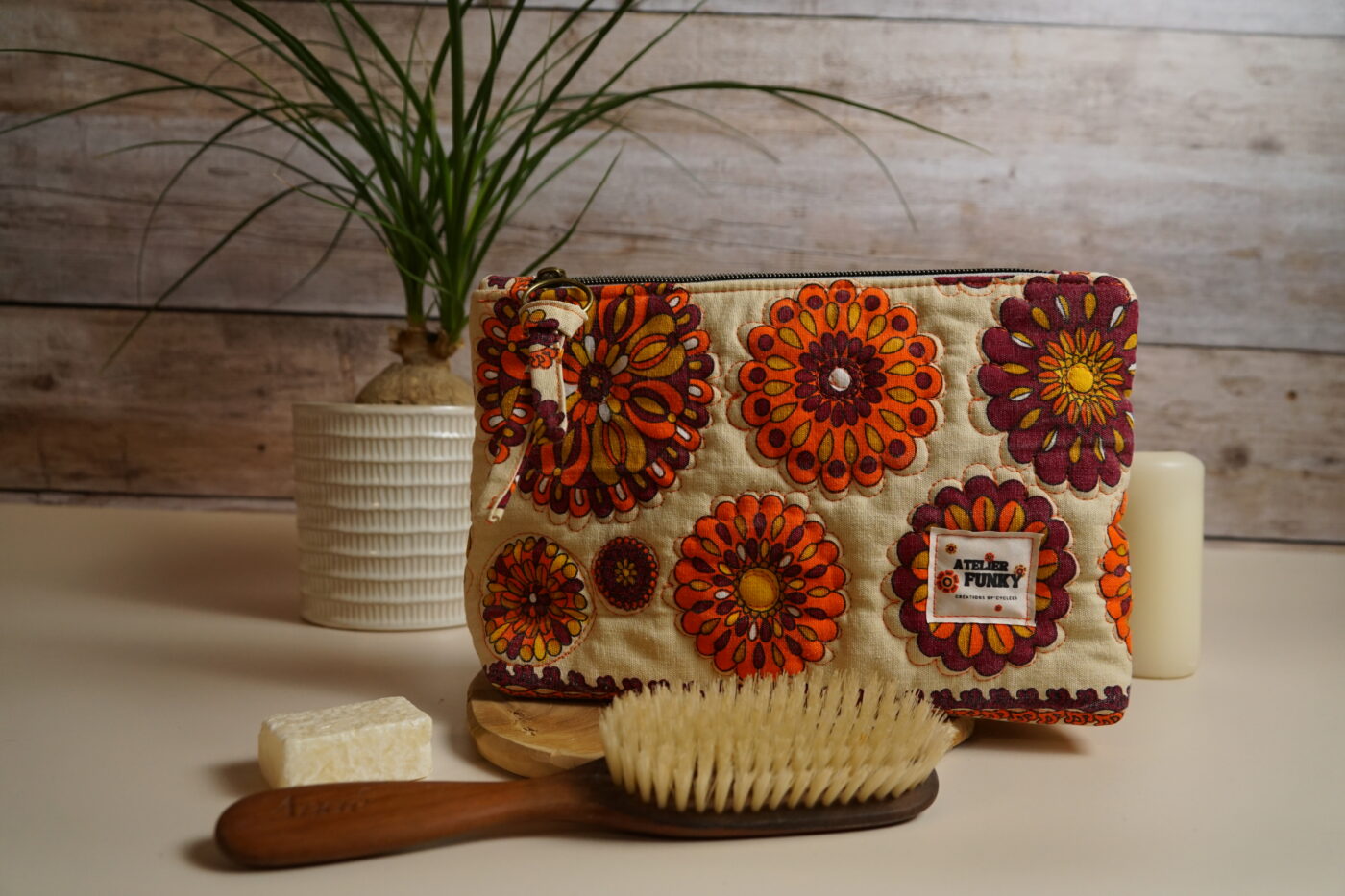Petite trousse triangle "mandala" jean