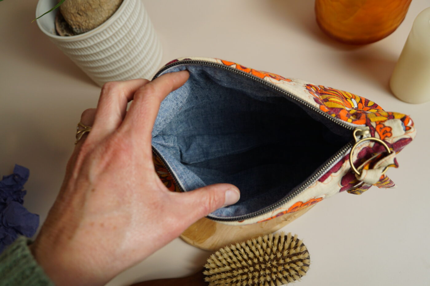 Petite trousse triangle "mandala" jean – Image 4