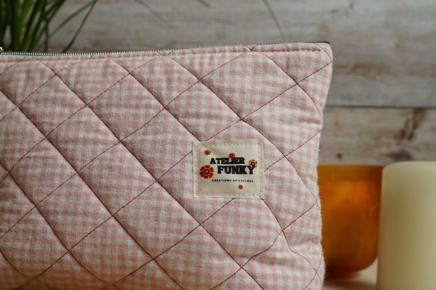 NEW Petite trousse triangle vichy rose "jean" NEW – Image 2