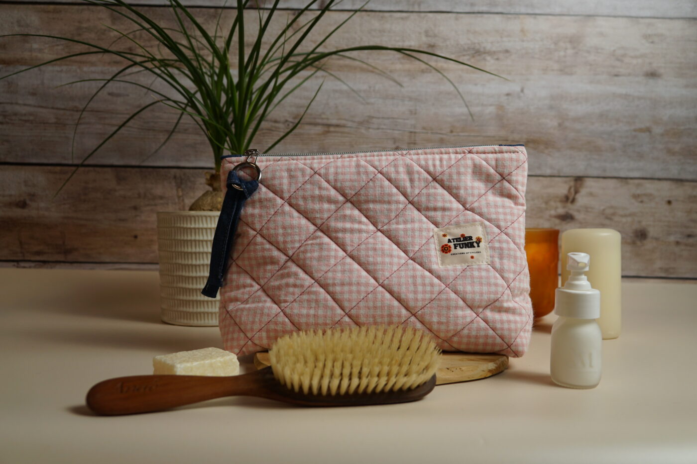 NEW Petite trousse triangle vichy rose NEW