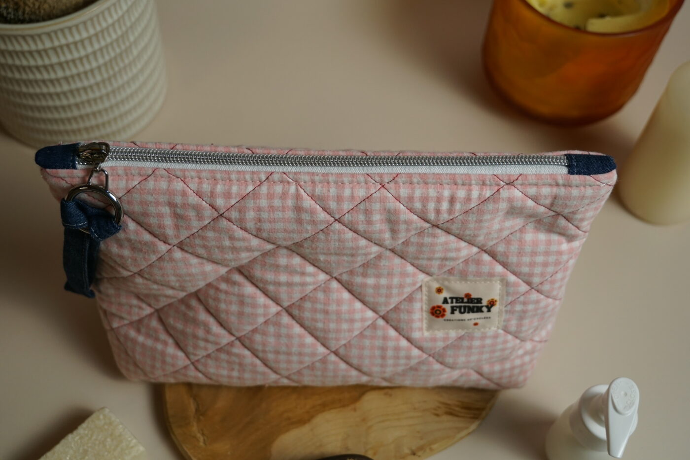 NEW Petite trousse triangle vichy rose NEW – Image 3