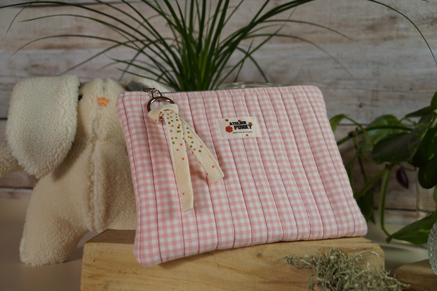 NEW Pochette plate vichy rose NEW