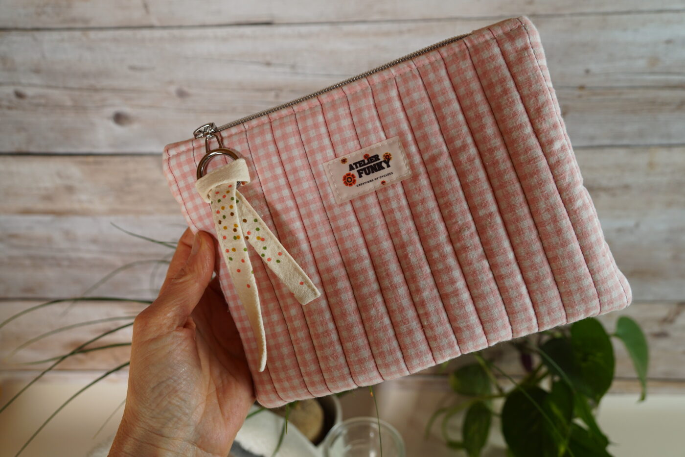 NEW Pochette plate vichy rose NEW – Image 5