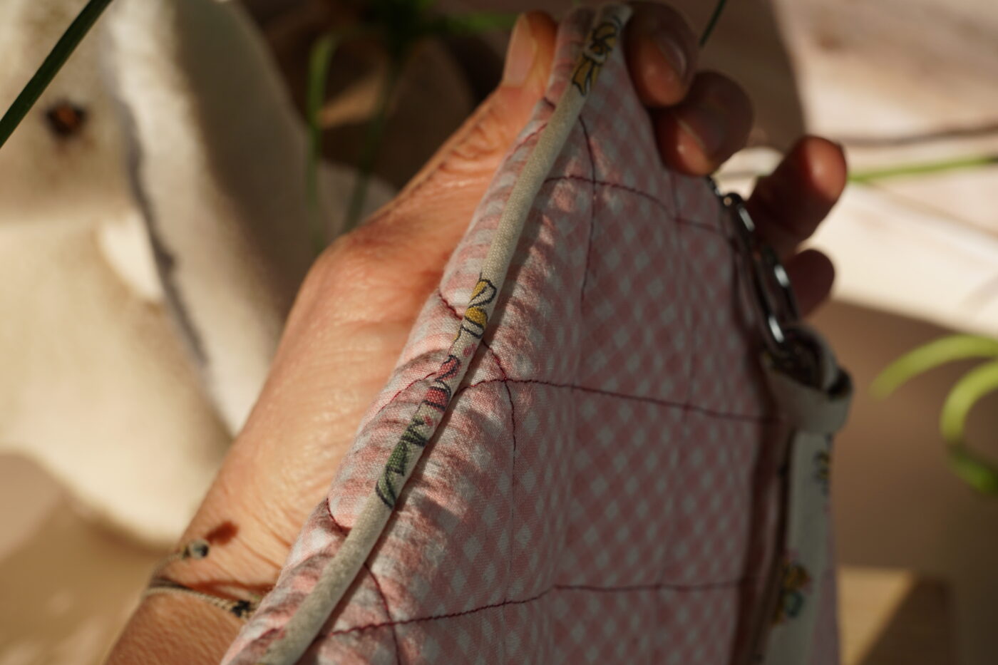 NEW Pochette passepoilée vichy rose NEW – Image 3