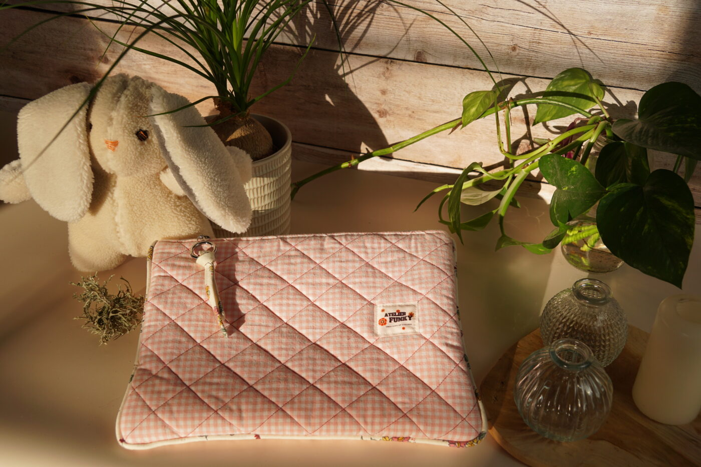 NEW Pochette passepoilée vichy rose NEW – Image 5