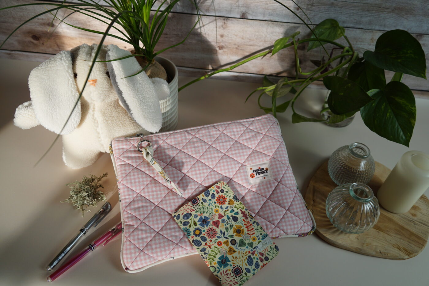 NEW Pochette passepoilée vichy rose NEW